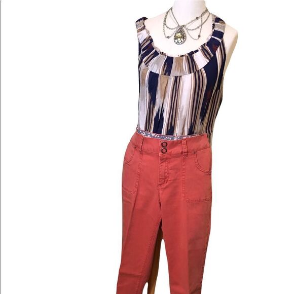 JAG  cropped rusty orange cropped pants. Material stretches. Size: 12 - Picture 3 of 5